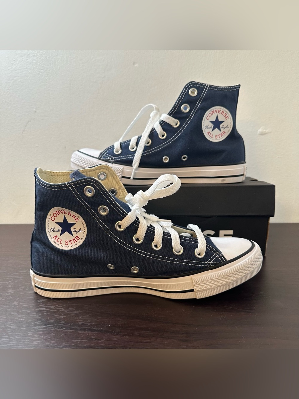 Converse Chuck Taylor All Star High-Top Navy Blue Sneakers, Women's 8, New